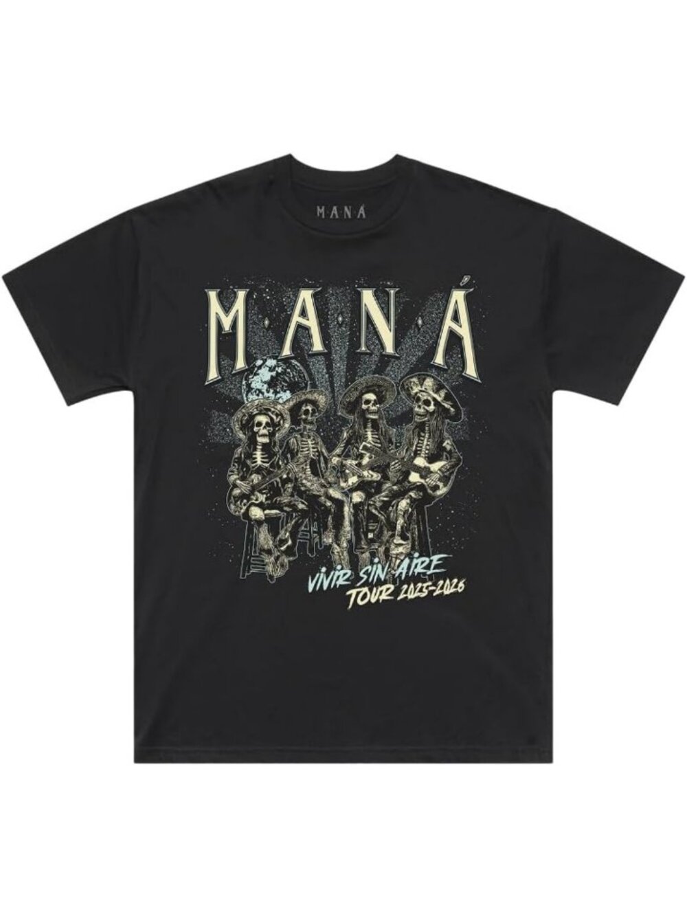 Vibrant Skeleton Graphic T-Shirt | Official Tour Tee | Vivir Sin Aire Design